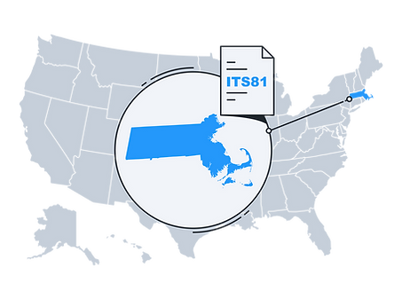 Map of USA highlighting Massachusetts