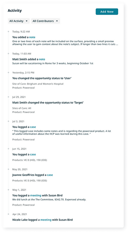 UI element showing the product's Activity Log feature
