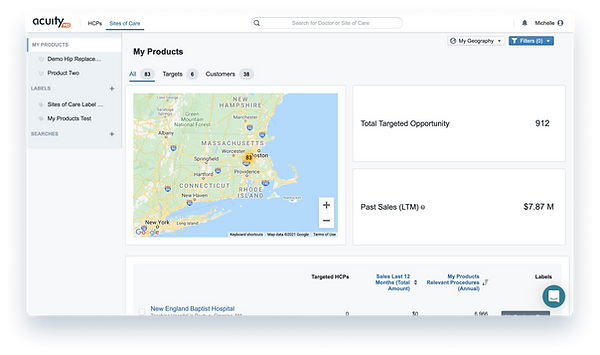 AcuityMD previous web app UI