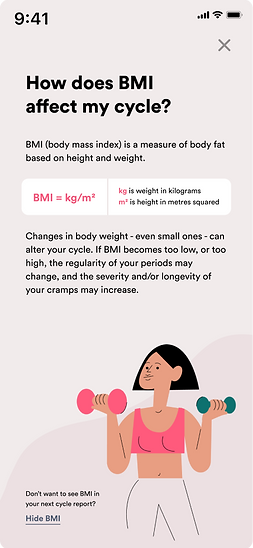 Flo UX UI Mobile App BMI Popup