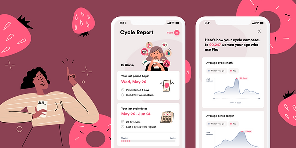 Flo Health mobile app interface mockups