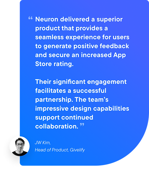 Givelify testimonial about their experience working with Neuron