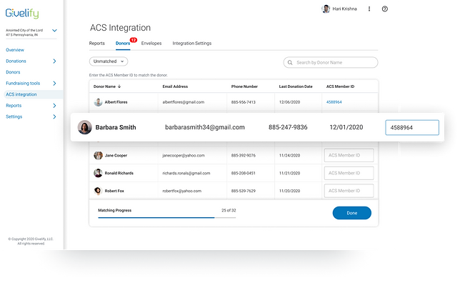 Givelify UX UI integration design