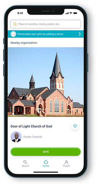 Givelify UX UI mobile app mockup