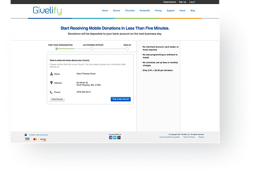 Givelify UX UI onboarding flow