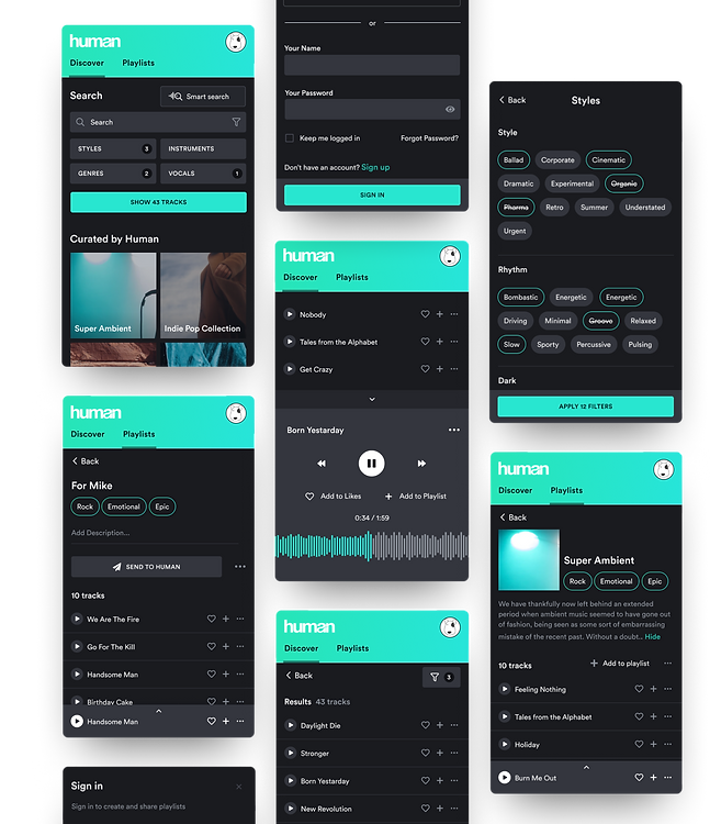 Human UX UI Design System mobile product features
