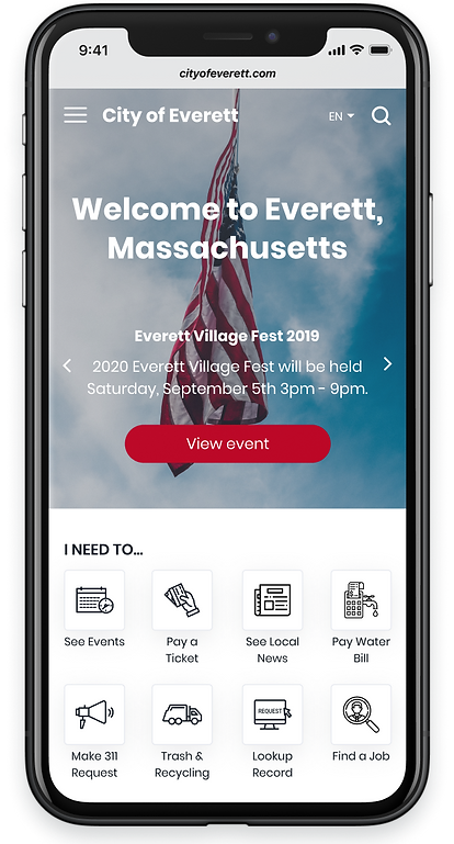 City of Everett mobile web homepage experience