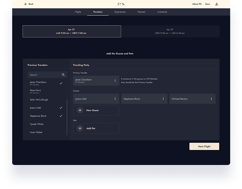 PS UX UI Design Reservation Flow Step 2 - Travelers