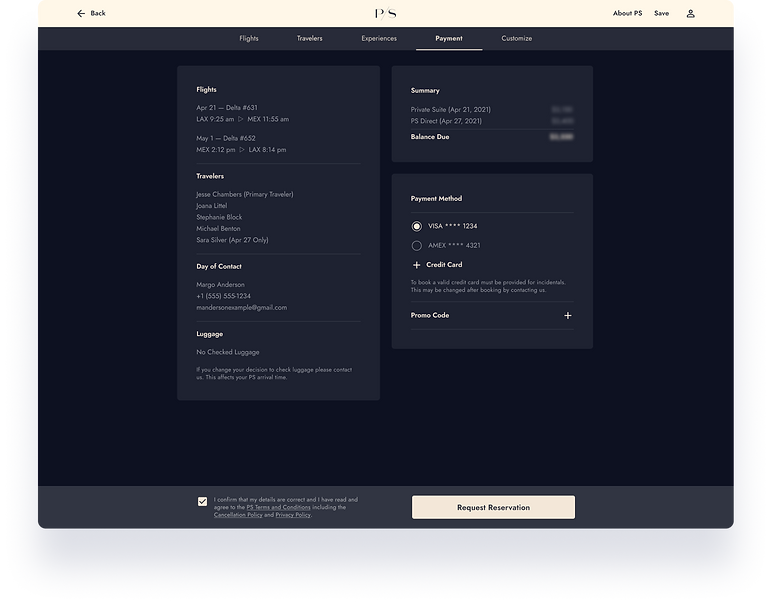 PS UX UI Design Reservation Flow Step 4 - Payment