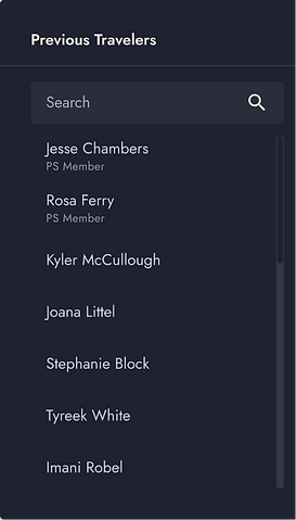 PS UX UI Design System Previous Travelers Entry