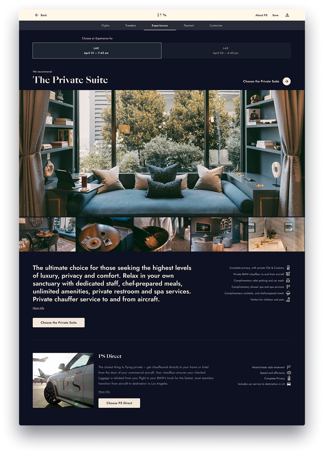 PS UX UI Design Web Private Suite Booking Flow