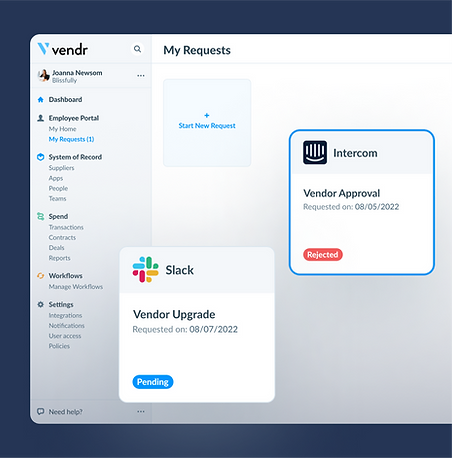 Vendr UX UI Design My Requests Page