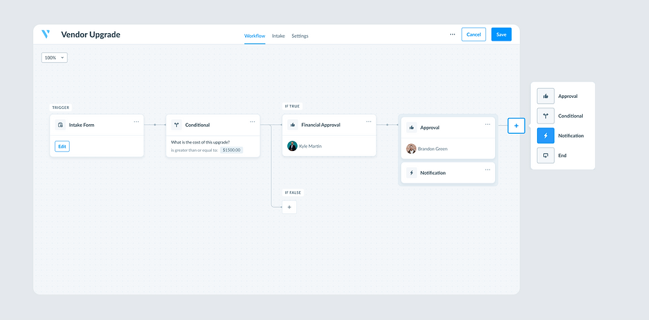Vendr UX UI Design Workflow Builder Upgrade