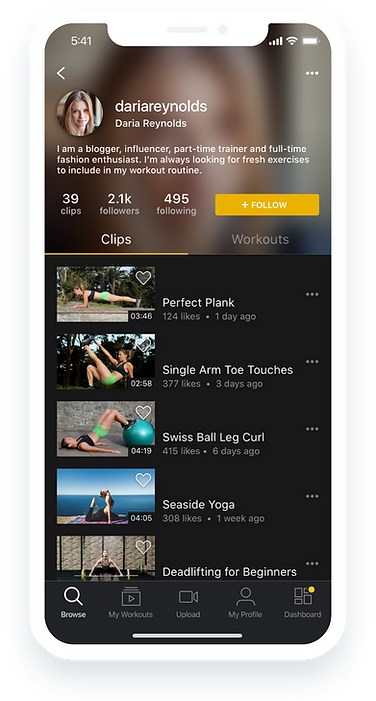 Design of the Profile feature on the VYTL Fitness mobile app.