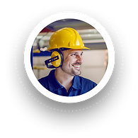 Worker with a hardhat in a warehouse